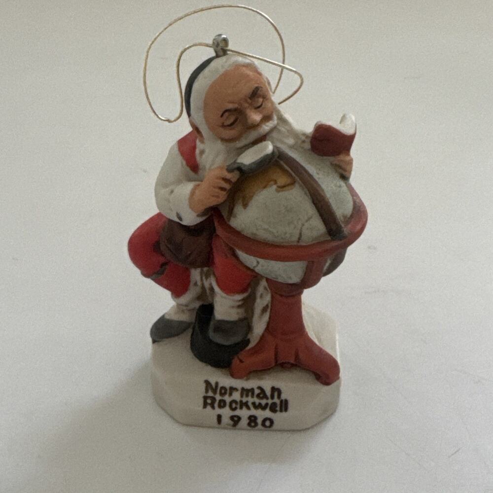 1980 Norman Rockwell Porcelain‎ Santa Christmas Ornament Olde World Traditional